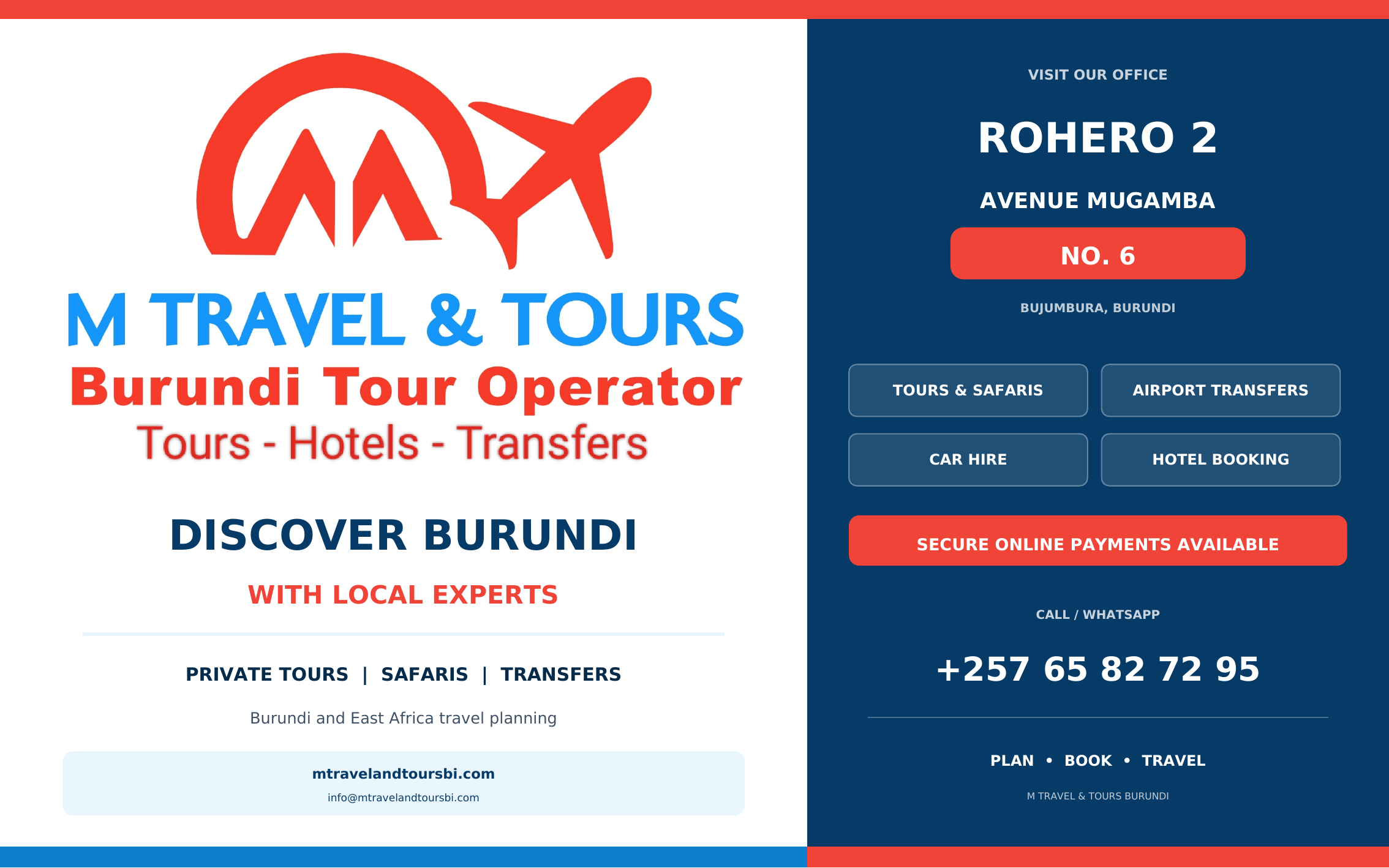 M Travel & Tours Burundi | Tours, Airport Transfers & Private Travel